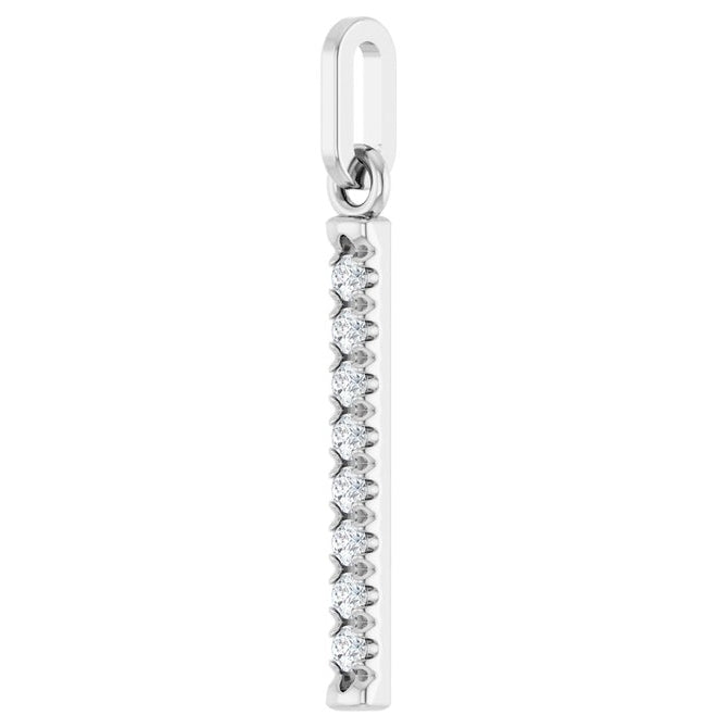 14K Yellow Or White Gold Round 1.5Mm Vs, F+ Polished 1/10 Ctw Lab-Grown Diamond Vertical Bar Pendant