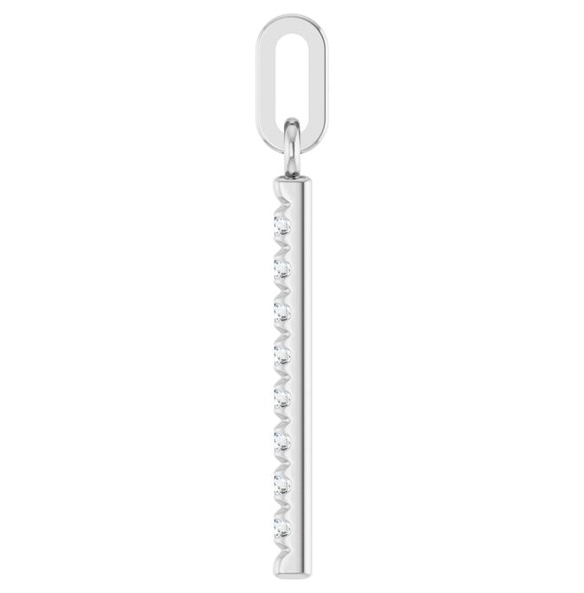14K Yellow Or White Gold Round 1.5Mm Vs, F+ Polished 1/10 Ctw Lab-Grown Diamond Vertical Bar Pendant