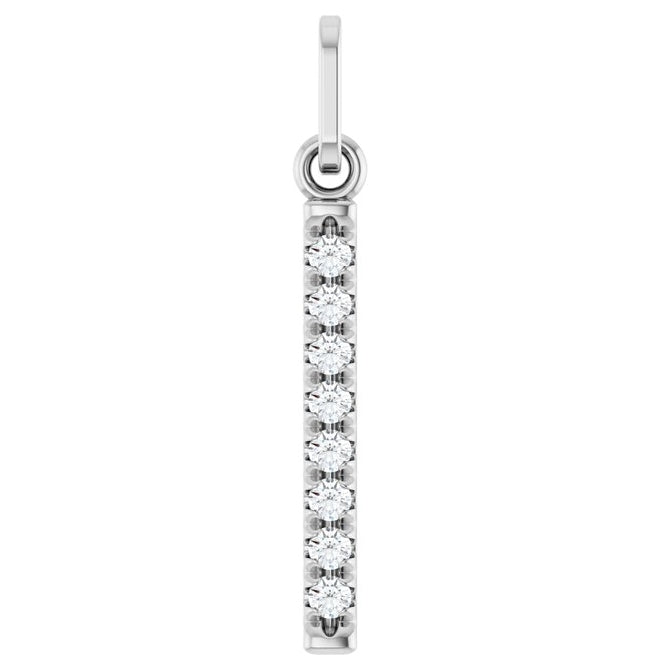 14K Yellow Or White Gold Round 1.5Mm Vs, F+ Polished 1/10 Ctw Lab-Grown Diamond Vertical Bar Pendant
