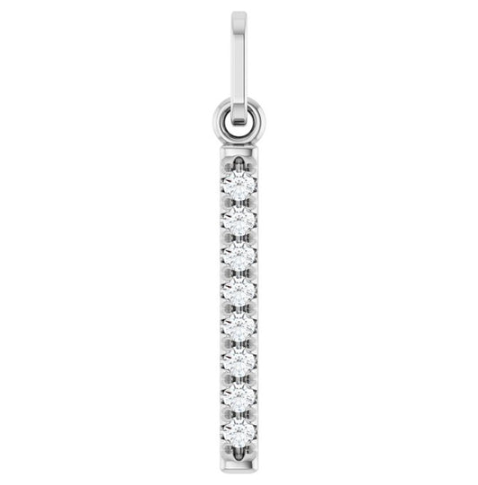 14K Yellow Or White Gold Round 1.5Mm Vs, F+ Polished 1/10 Ctw Lab-Grown Diamond Vertical Bar Pendant