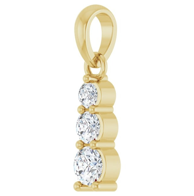 14K Yellow Or White Gold Round 3Mm I1, G-H Polished 1/6 Ctw Natural Diamond Vertical Bar Pendant