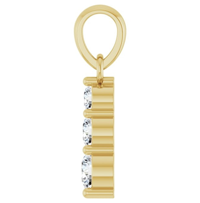 14K Yellow Or White Gold Round 3Mm Vs, F+ Polished 1/6 Ctw Lab-Grown Diamond Vertical Bar Pendant