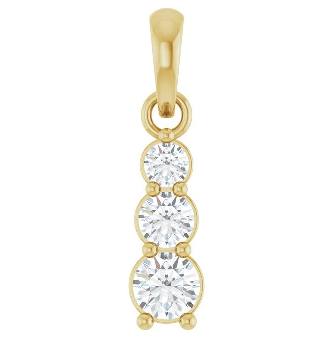 14K Yellow Or White Gold Round 3Mm Vs, F+ Polished 1/6 Ctw Lab-Grown Diamond Vertical Bar Pendant