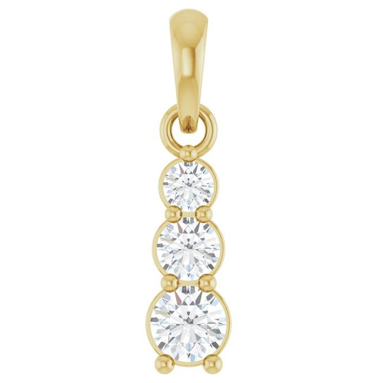 14K Yellow Or White Gold Round 3Mm Vs, F+ Polished 1/6 Ctw Lab-Grown Diamond Vertical Bar Pendant