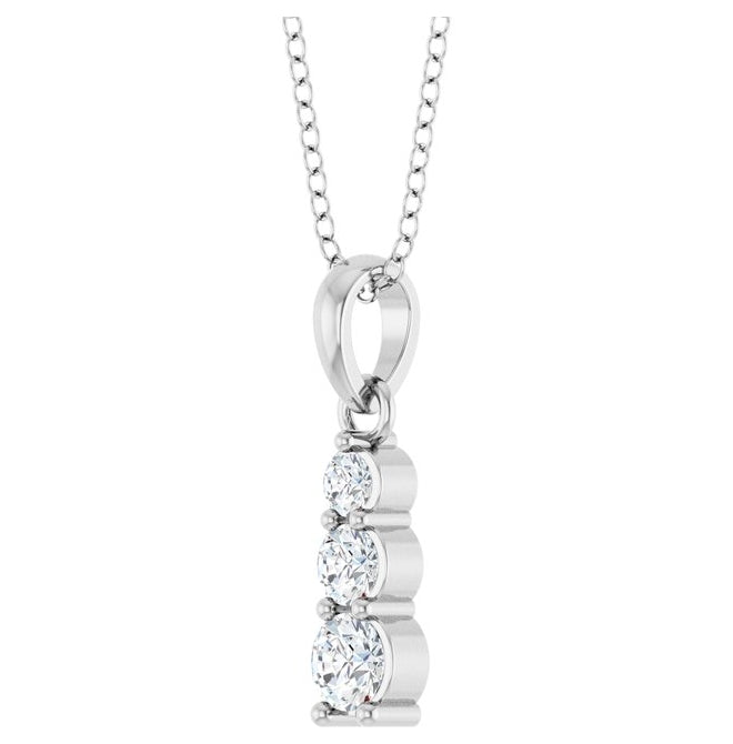 14K White Gold Round 3Mm Vs, F+ 18 In Polished 1/6 Ctw Lab-Grown Diamond Vertical Bar Pendant