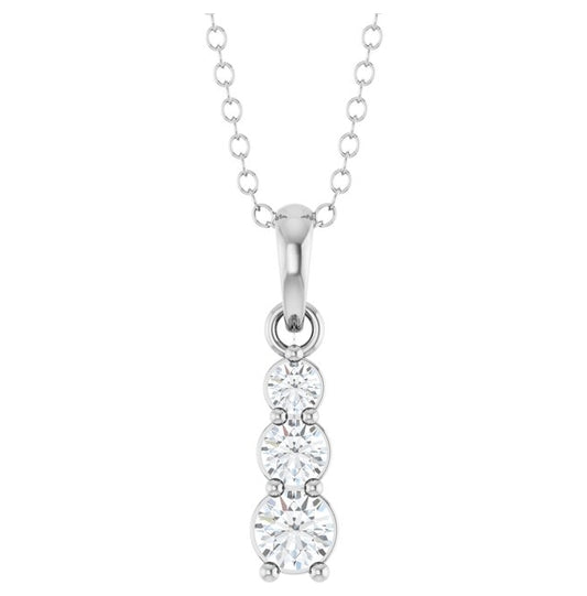 14K White Gold Round 3Mm Vs, F+ 18 In Polished 1/6 Ctw Lab-Grown Diamond Vertical Bar Pendant