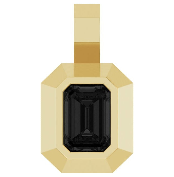 14K Yellow Gold Emerald 7 X 5 Mm Polished Natural Black Onyx Pendant