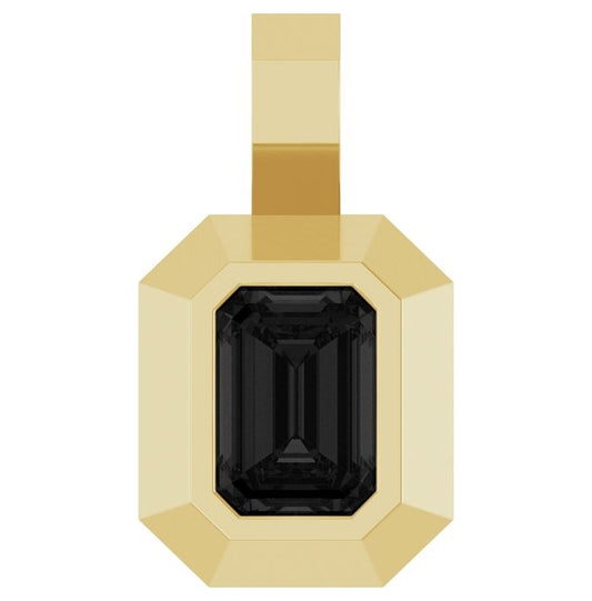 14K Yellow Gold Emerald 7 X 5 Mm Polished Natural Black Onyx Pendant