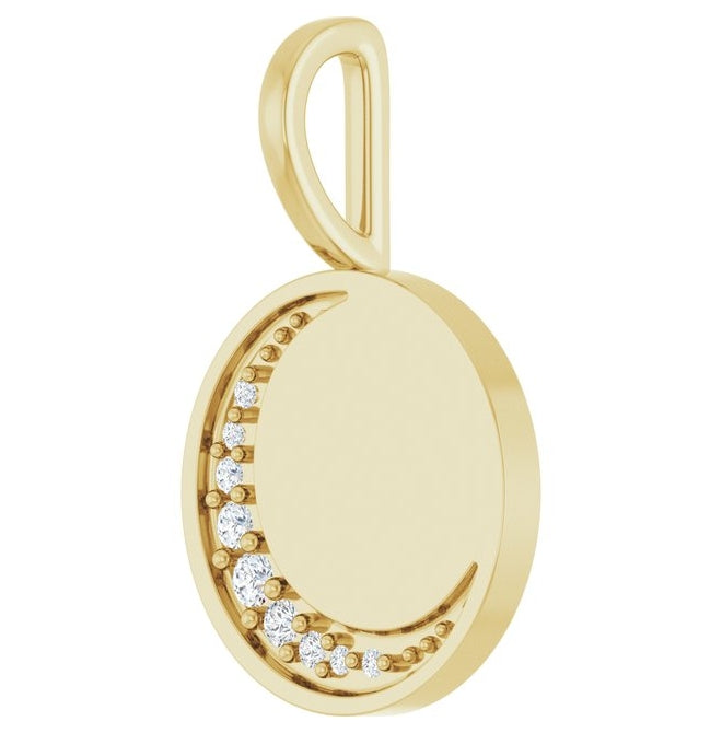 14K Yellow Gold Round 1.5Mm Si1-Si2, G-H Polished .05 Ctw Lab-Grown Diamond Engravable Celestial Pendant