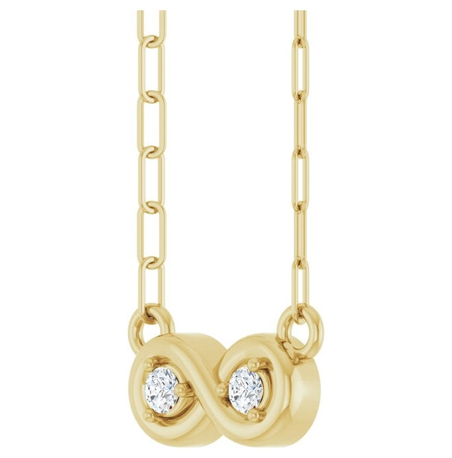 14K Yellow Gold Round 2Mm I1, G-H 18 In Polished .06 Ctw Natural Diamond Infinity-Inspired Necklace