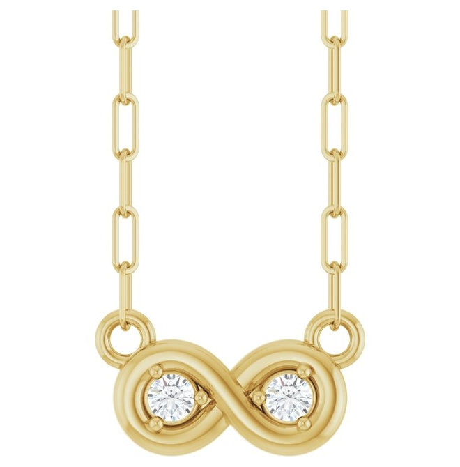 14K Yellow Gold Round 2Mm I1, G-H 18 In Polished .06 Ctw Natural Diamond Infinity-Inspired Necklace