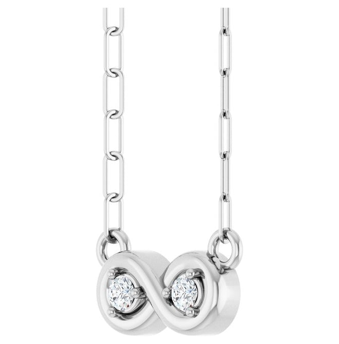 14K White Gold Round 2Mm Si1-Si2, G-H 18 In Polished .06 Ctw Lab-Grown Diamond Infinity-Inspired Necklace