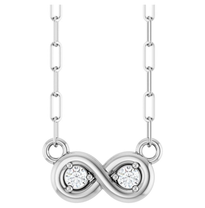 14K White Gold Round 2Mm Si1-Si2, G-H 18 In Polished .06 Ctw Lab-Grown Diamond Infinity-Inspired Necklace