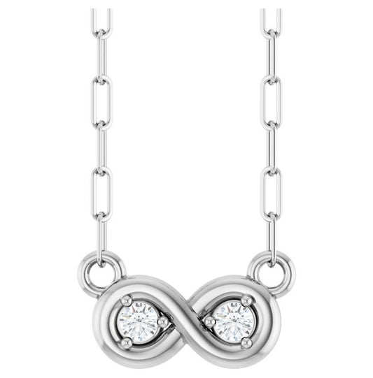 14K White Gold Round 2Mm Si1-Si2, G-H 18 In Polished .06 Ctw Lab-Grown Diamond Infinity-Inspired Necklace