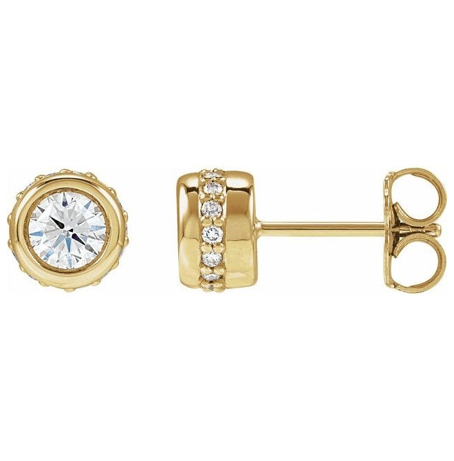 14K Yellow Gold 1 1/8 CTW Lab-Grown Diamond Hidden Halo-Style Stud Earrings