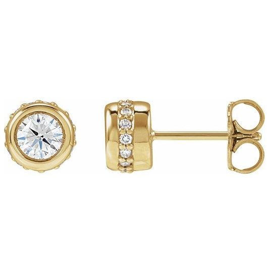 14K Yellow Gold 1 1/8 CTW Lab-Grown Diamond Hidden Halo-Style Stud Earrings
