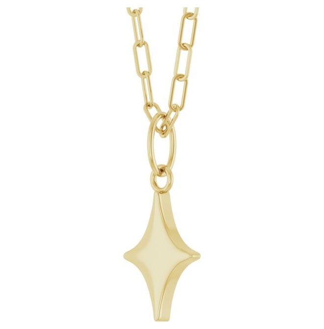 14K Yellow Gold Or Sterling Silver 16 X 7.3 Mm 18 In Polished Engravable Star Necklace