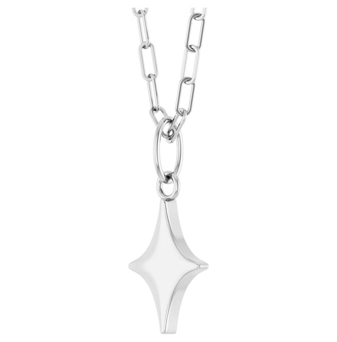 14K Yellow Gold Or Sterling Silver 16 X 7.3 Mm 18 In Polished Engravable Star Necklace