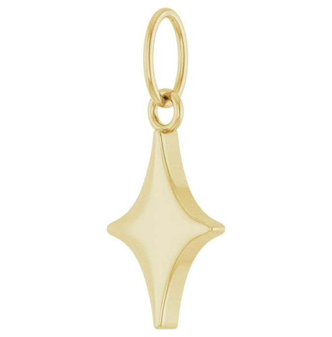 14K Yellow Gold 16 X 7.3 Mm Polished Engravable Star Pendant
