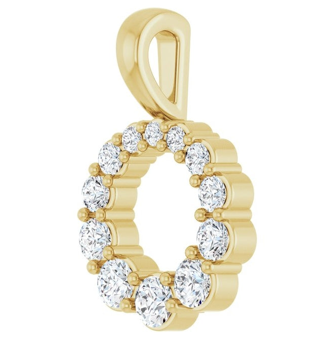 14K Yellow Or White Gold Round 2.5Mm Si1-Si2, G-H Polished 1/3 Ctw Lab-Grown Diamond Graduated Circle Pendant