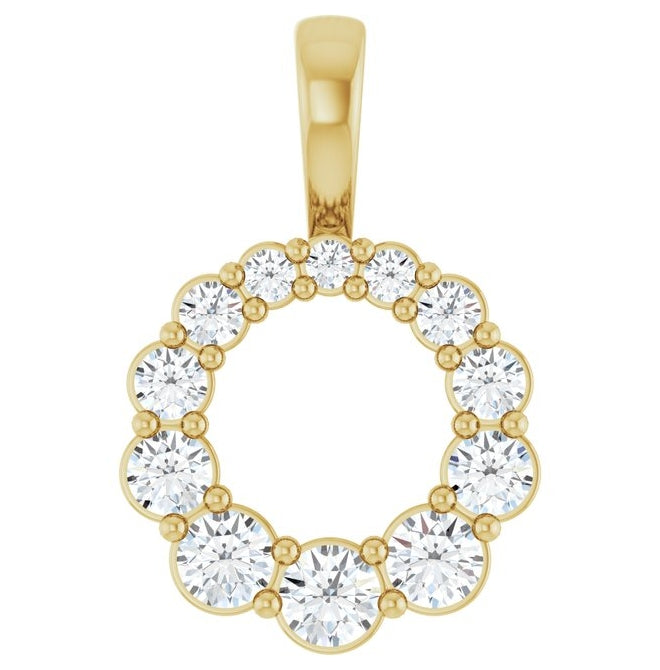 14K Yellow Gold Round 2.5Mm I1, G-H Polished 1/3 Ctw Natural Diamond Graduated Circle Pendant