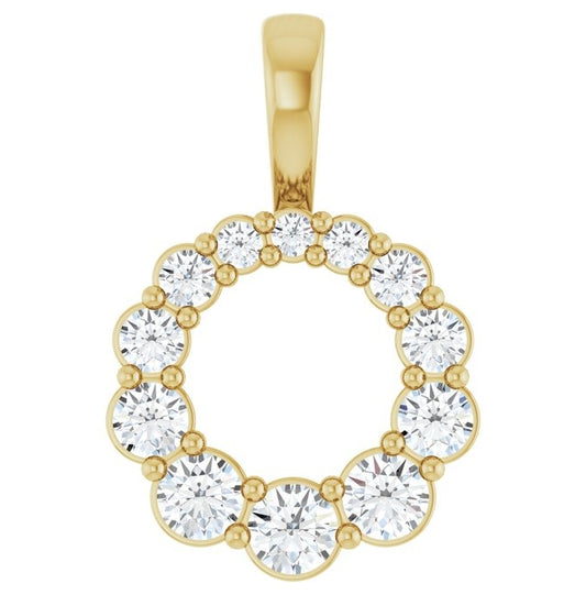 14K Yellow Gold Round 2.5Mm I1, G-H Polished 1/3 Ctw Natural Diamond Graduated Circle Pendant