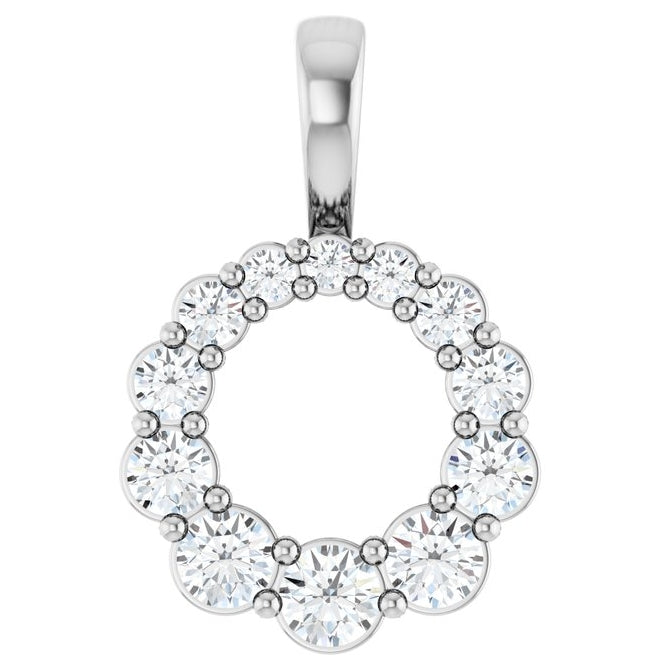 14K Yellow Or White Gold Round 2.5Mm Si1-Si2, G-H Polished 1/3 Ctw Lab-Grown Diamond Graduated Circle Pendant