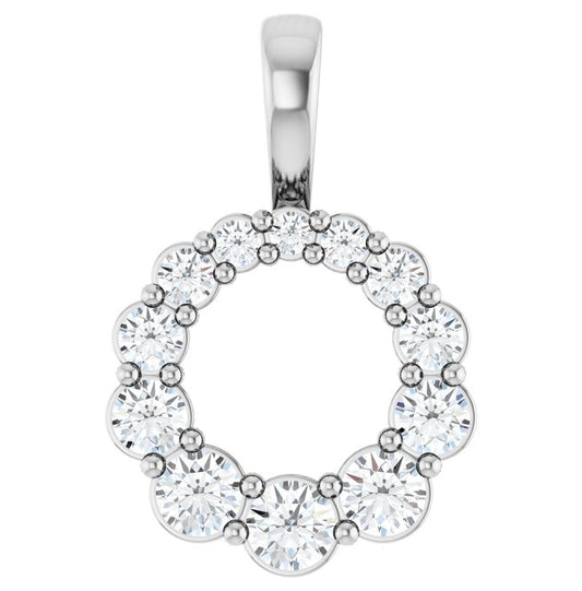14K Yellow Or White Gold Round 2.5Mm Si1-Si2, G-H Polished 1/3 Ctw Lab-Grown Diamond Graduated Circle Pendant