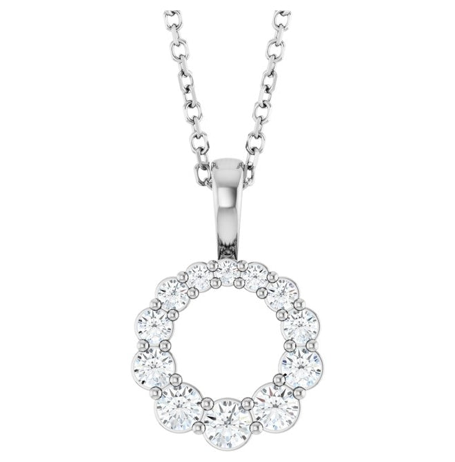 14K Yellow Or White Gold Round 2.5Mm Si1-Si2, G-H 16-18 In Polished 1/3 Ctw Lab-Grown Diamond Graduated Circle Necklace