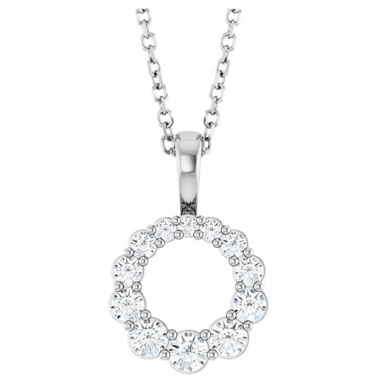 14K Yellow Or White Gold Round 2.5Mm Si1-Si2, G-H 16-18 In Polished 1/3 Ctw Lab-Grown Diamond Graduated Circle Necklace