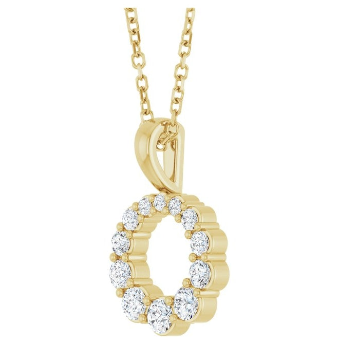 14K Yellow Or White Gold Round 2.5Mm Si1-Si2, G-H 16-18 In Polished 1/3 Ctw Lab-Grown Diamond Graduated Circle Necklace
