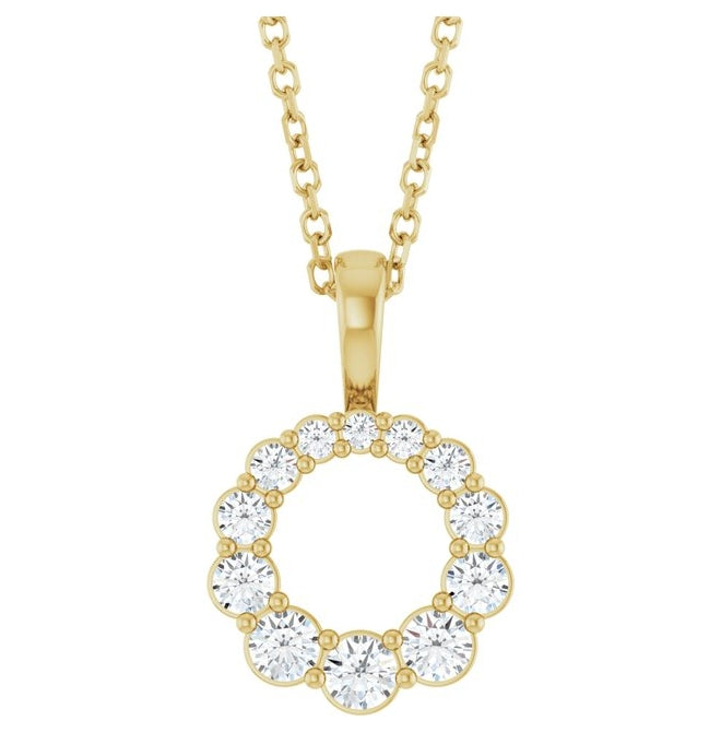 14K Yellow Or White Gold Round 2.5Mm Si1-Si2, G-H 16-18 In Polished 1/3 Ctw Lab-Grown Diamond Graduated Circle Necklace