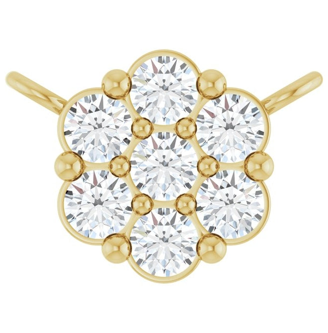 14K Yellow Gold Round 2Mm Si1-Si2, G-H Polished 1/5 Ctw Lab-Grown Diamond Cluster Necklace Center