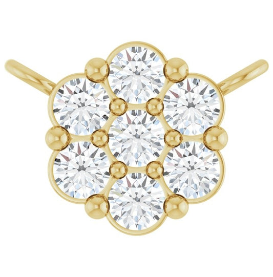 14K Yellow Gold Round 2Mm Si1-Si2, G-H Polished 1/5 Ctw Lab-Grown Diamond Cluster Necklace Center