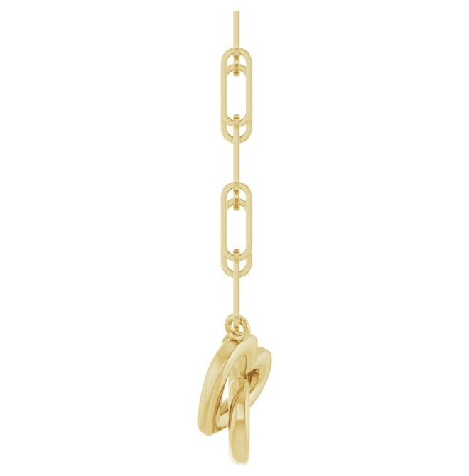 14K Yellow Gold Or Sterling Silver 14.1 X 7.8 Mm 18 In Polished Interlocking Hearts Necklace