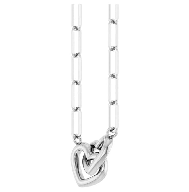 14K Yellow Gold Or Sterling Silver 14.1 X 7.8 Mm 18 In Polished Interlocking Hearts Necklace