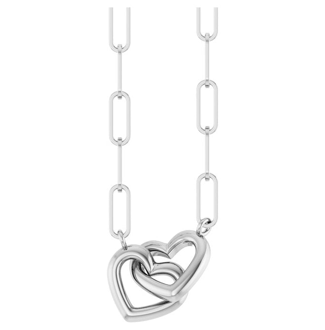 14K Yellow Gold Or Sterling Silver 14.1 X 7.8 Mm 18 In Polished Interlocking Hearts Necklace