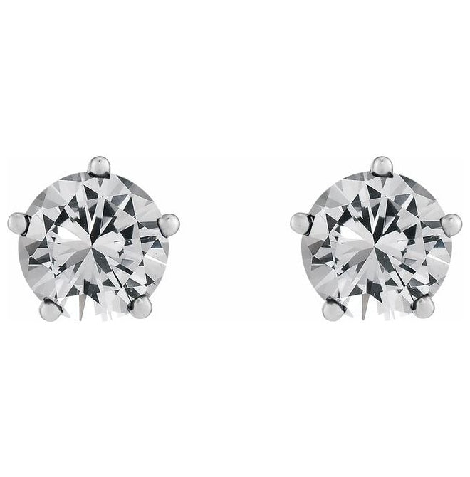 14K Yellow Or White Gold Round Pair 5Mm Vs, F+ Friction Backs 5-Prong Polished 1 Ctw Lab-Grown Diamond Solitaire Stud Earrings
