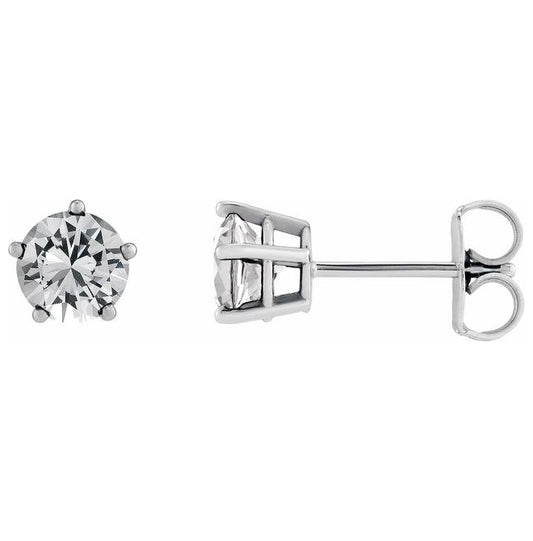 14K Yellow Or White Gold Round Pair 4Mm I1, G-H Friction Backs 5-Prong Polished 1/2 Ctw Natural Diamond Solitaire Stud Earrings