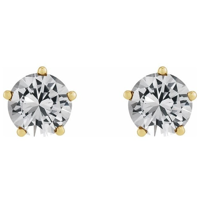 14K Yellow Or White Gold Round Pair 4Mm Vs, F+ Friction Backs 5-Prong Polished 1/2 Ctw Lab-Grown Diamond Solitaire Stud Earrings