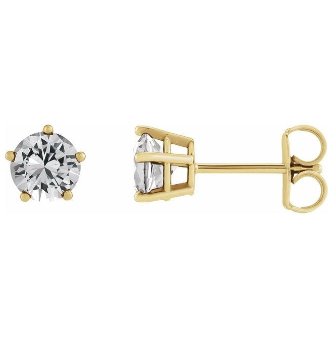 14K Yellow Or White Gold Round Pair 4Mm Vs, F+ Friction Backs 5-Prong Polished 1/2 Ctw Lab-Grown Diamond Solitaire Stud Earrings
