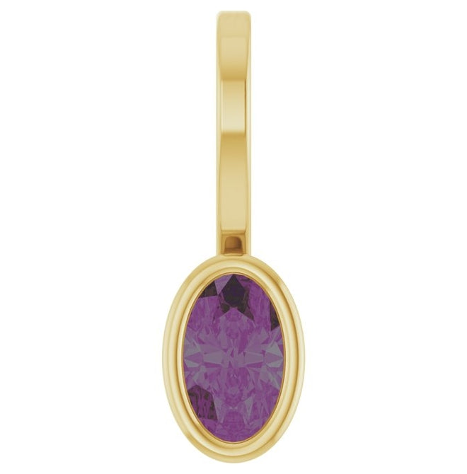14K Yellow Gold Oval 5 X 3 Mm Polished Lab-Grown Alexandrite Solitaire Charm/Pendant