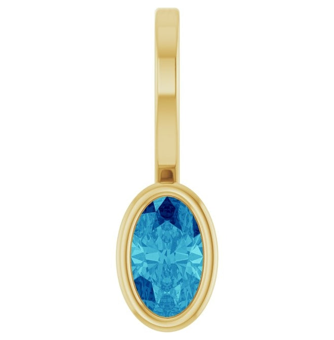 14K Yellow Gold Oval 5 X 3 Mm Polished Natural Gem Solitaire Charm/Pendant