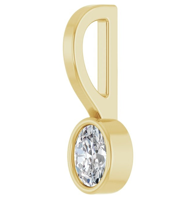 14K Yellow Gold Oval 4 X 3Mm I1, G-H Polished 1/6 Ct Lab-Grown Diamond Solitaire Charm/Pendant