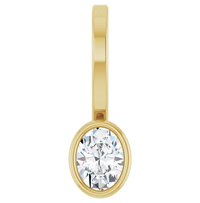 14K Yellow Gold Oval 4 X 3Mm I1, G-H Polished 1/6 Ct Lab-Grown Diamond Solitaire Charm/Pendant