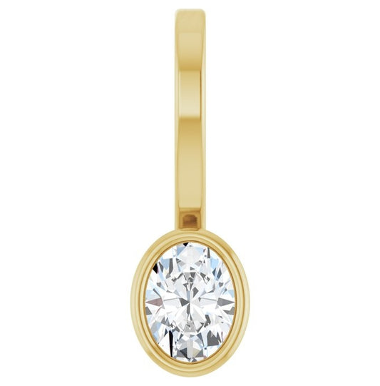 14K Yellow Gold Oval 4 X 3Mm I1, G-H Polished 1/6 Ct Lab-Grown Diamond Solitaire Charm/Pendant