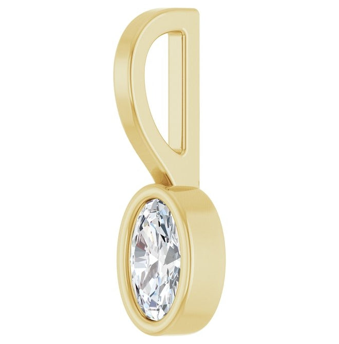 14K Yellow Or White Gold Oval 5 X 3Mm I1, G-H Polished 1/5 Ct Lab-Grown Diamond Solitaire Charm/Pendant
