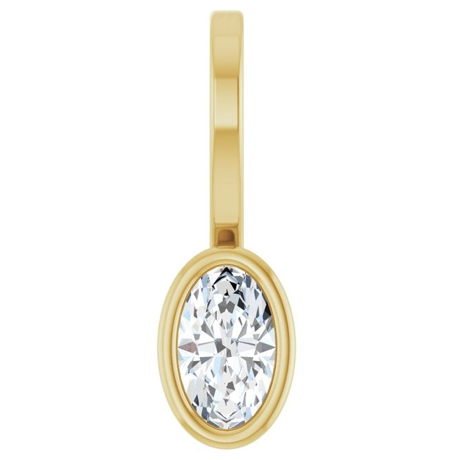 14K Yellow Or White Gold Oval 5 X 3Mm I1, G-H Polished 1/5 Ct Lab-Grown Diamond Solitaire Charm/Pendant