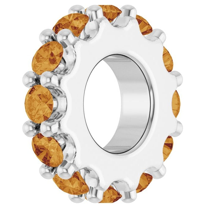 14K Yellow Or White Gold Or Sterling Silver Round 2 Mm Polished Natural Birthstone Spacer Charm/Pendant