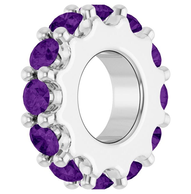 14K Yellow Or White Gold Or Sterling Silver Round 2 Mm Polished Natural Birthstone Spacer Charm/Pendant